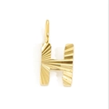 Polished gold stainless steel letter H pendant with elegant sunburst texture design - Letter H - Gold