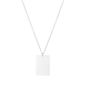 Sleek silver stainless steel necklace featuring a polished square pendant on a fine link chain - Steel