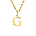 Polished 14K gold plated stainless steel necklace with uppercase letter G pendant - G - Gold-Tone - 1 Piece