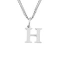 Polished silver stainless steel necklace featuring a minimalist serif letter H pendant - H-Silver-1 Piece