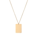 Minimalist golden stainless steel necklace featuring a vertical rectangular pendant - Gold