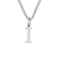 Polished silver uppercase letter I pendant necklace on a delicate 14K stainless steel curb chain - I-Silver-1 Piece