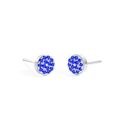 Boucles d'oreilles argentées minimalistes avec pierres bleu foncé en forme de disque - Mars Bleu Clair - Argent