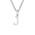 Polished silver stainless steel necklace featuring a minimalist lowercase j letter pendant - J-Silver-1 Piece