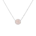 Silver stainless steel necklace with a circular pendant in pink pavé-set stones - October Pink - Silver