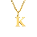 Polished 14K gold plated stainless steel initial K pendant necklace on a slim chain - K - Gold-Tone - 1 Piece