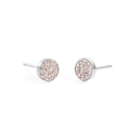 Edelstahl-Ohrstecker in Silber mit rosa und klaren Mikropave-Kristallen - Stahl + Rosa