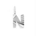 Polished silver stainless steel letter N pendant with radial sunburst texture design - N-Steel Color