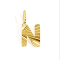 Polished gold finish letter N pendant with radial texture for DIY jewelry making - Letter N - Gold