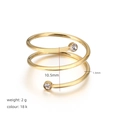 Detail view of 18K gold plated coil ring with zircon accents and 10.5mm height - US6 (Circumference 52mm) / Gold