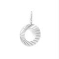 Silver stainless steel letter pendant with radial texture and polished bail loop - O-Steel Color