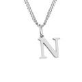 Polished silver stainless steel necklace with minimalist uppercase letter N pendant - N-Silver-1 Piece