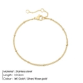 Minimalist stainless steel 14K gold beaded chain bracelet with adjustable lobster clasp - Single Layer / Steel