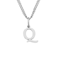 Polished silver stainless steel necklace featuring a minimalist letter Q pendant charm - Q-Silver-1 Piece