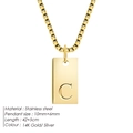 Collar con colgante cuadrado de letra C en acero inoxidable bañado en oro 14K - Letra C / 1 Pieza / Color acero