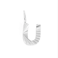 Polished stainless steel letter U pendant with sunburst textured finish for necklaces - U-Steel Color