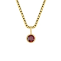 Elegante goldene Halskette mit einem 8mm runden roten Geburtsstein-Anhänger - Januar Rot - Gold