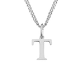 Minimalist polished stainless steel necklace with uppercase letter T pendant in silver - T-Silver-1 Piece
