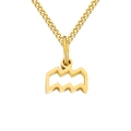 Golden stainless steel necklace featuring a delicate Aquarius zodiac wave pendant - Aquarius / Gold