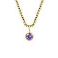 8mm lila Geburtsstein-Anhänger mit goldener Box-Kette Halskette für Damen - Februar Violett - Gold