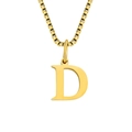 Elegant gold stainless steel letter D pendant necklace with a classic box chain - Letter D - Gold