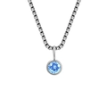 Collana a catena veneziana argento con ciondolo a pietra portafortuna rotonda blu chiaro - Marzo Blu Chiaro - Argento