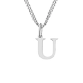 Polished silver stainless steel necklace featuring a minimalist uppercase letter U pendant - U-Silver-1 Piece