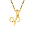 Golden Aries zodiac symbol pendant necklace with classic box chain for women and men - Aries / Gold