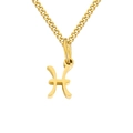 Gold stainless steel Pisces zodiac pendant necklace with delicate chain for women - Pisces / Gold