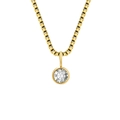 8mm klarer Geburtsstein Anhänger an goldener Boxkette Halskette aus Edelstahl für Damen - April Weiß - Gold