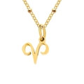 Collier minimaliste en acier inoxydable doré à billes avec pendentif signe Bélier - Bélier / 1 Pièce / Or