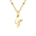 Gold-plated stainless steel necklace featuring a cursive letter G pendant with a small heart - Letter G / Gold