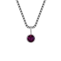 Elegante silberne Box-Halskette mit einem 8mm runden hellvioletten Kristall-Anhänger - Juni Lila - Silber