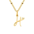 18k gold plated stainless steel cursive letter H pendant necklace with heart detail - Letter H / Gold