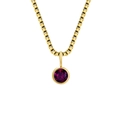 Elegante Halskette mit 18 Karat Vergoldung und einem runden violetten Kristallanhänger - Juni Lila - Gold