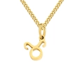 Polished gold Taurus zodiac pendant necklace with classic cuban chain for women - Taurus / Gold