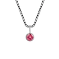 Eleganter 8 mm runder rosa Kristallanhänger mit silberner Box-Kette für Damen - Februar Violett - Silber