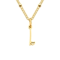 Gold plated stainless steel necklace featuring letter L heart pendant with beaded chain - Letter I / Gold