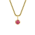 Goldene Box-Halskette mit einem runden, in Zarge gefassten rosa Geburtsstein-Anhänger - Juli Rosérot - Gold