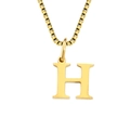 Gold stainless steel letter H pendant necklace with elegant box chain for women - Letter H - Gold