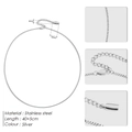Polished silver stainless steel box chain necklace with lobster clasp 40+5cm length - Steel