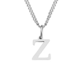 Polished stainless steel necklace featuring a minimalist capital Z letter pendant - Z-Silver-1 Piece