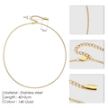 Minimalist 14K gold plated stainless steel box chain necklace 40+5cm length - Gold