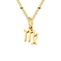 Collier pendentif zodiaque Vierge doré poli avec une délicate chaîne à billes - Vierge / 1 Pièce / Or