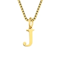 Polished gold stainless steel box chain necklace with a minimalist J-letter pendant - Letter J - Gold
