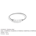 Silver beaded stainless steel ring featuring five natural freshwater pearls in US size 5-9 - US 5 / Steel