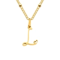 Gold plated stainless steel necklace featuring letter L pendant with a heart cutout detail - Letter L / Gold