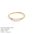 18K gold plated stainless steel ring featuring natural freshwater pearls in US size 5 - US 5 / 18K Gold