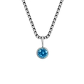 Silberne Venezianerkette mit rundem dunkelblauem Geburtsstein-Anhänger in Zargenfassung - Dezember Seeblau - Silber