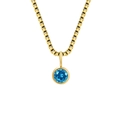 Halskette aus Titanstahl mit Box-Kette und einem 8mm dunkelblauen Geburtsstein-Anhänger - Dezember Seeblau - Gold